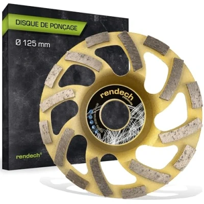 Image de Disque Diamant Abrasif 125 mm pour Pierre, Brique, Granit etc. à poncer un usage professionnel continu rendech® Qualité de la marque