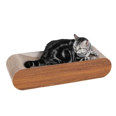 Image de Griffoir pour Chat, lit en Carton, Design Forme d&#039;os, Tapis à gratter ondulé Recyclable, Stable et Durable, Protection de Meubles, réversible, Marron