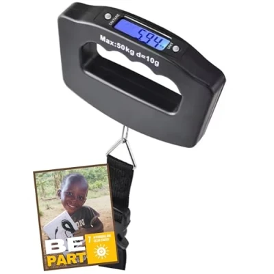 Image de VILLAGEBOOM Pèse bagages électronique numérique portable Jusqu&#039;à 50 kg Avec écran LCD et valeur ajoutée sociale Chaque achat prend en charge des projets solaires Afrique
