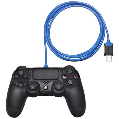 Image de Amazon Basics Câble de charge pour manette PlayStation 4, Micro USB vers A, 1,82 m, Bleu