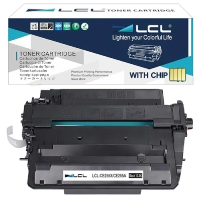 Image de LCL Cartouche de Toner Compatible 55A 55X CE255A CE255X 12500 Pages (1 Noir) Remplacement pour HP Laserjet Enterprise P3010 P3011 P3015 P3016 P3015d P3015dn P3015n P3015x 500 MFP M525dn M525f