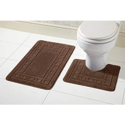 Image de Olivia Rocco Miami Ensemble de 2 tapis bain et sol contour WC antidérapants, Plastique, chocolat, Bath Mat 50 x 80 cm, Pedestal cm