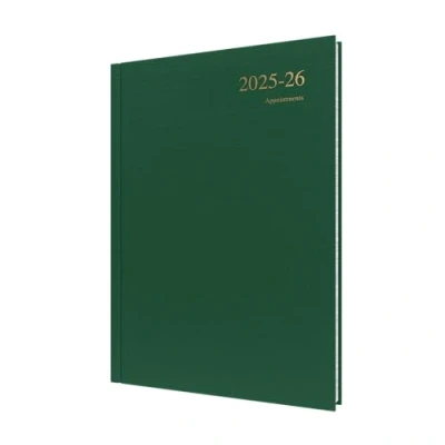 Image de Collins Agenda 12 mois « Essentials » pour l&#039;année scolaire, juillet 2025 à 2026, un jour par page, couverture rigide, format A4, vert