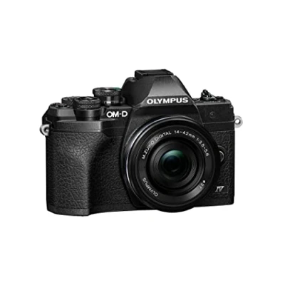 Image de Kit d&#039;appareil photo Micro Four Thirds Olympus OM D E M10 Mark IV,capteur 20 MP, viseur électronique, vidéo 4K, Wi Fi, noir Comprend l&#039;objectif M.Zuiko Digital ED 14 42mm F3.5 5.6 EZ Pancake argent