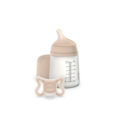 Image de Suavinex, Starter Set Zero Zero, Biberon Anti Colique 180 ml avec Tétine Spécial Allaitement + Sucette Naissance Taille Mini ( 2 à mois) Symétrique SX Pro, Light