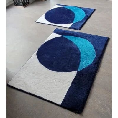 Image de Sanwood Allemagne Tapis de salle bain POINT Turquoise/blanc/bleu 65 x 110 cm Qualité supérieure