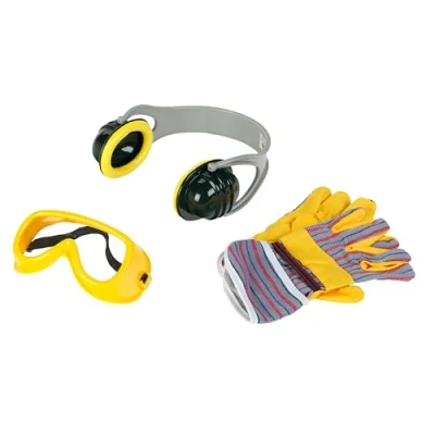 Image de Theo Klein 8535 Set de trois accessoires Bosch Gants et lunettes travail, protègeoreilles en design Dimensions l&#039;emballage : 19,5 cm x 7 33,5 Jouet pour enfants à partir 3 ans