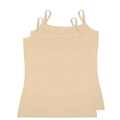 Image de A.A UNDERWEAR Lot de 2 maillots corps pour femme Haut basique débardeurs à bretelles spaghetti Top super doux Coton &amp; modal Coupe cintrée, beige, 5XL grande taille