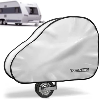 Image de Tarpofix® Housse de Timon en PVC (Blanc) avec Fermeture à Double clic Caravane et remorque Grand modèle pour Camping Car &amp; attelage