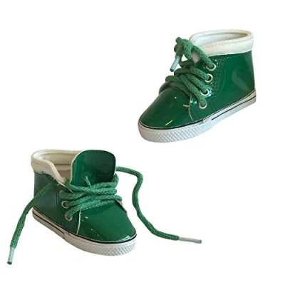 Image de The New York Doll Collection Vert Brillant Cuir Poupée Baskets Sport Chaussures pour 18 Pouces / 46 cm Poupées s&#039;adapte Mode Fille