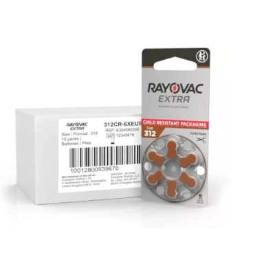 Image de 60 piles auditives Rayovac 312 Extra advanced / pile auditive PR41 pour appareils auditifs 312AE,A312,DA312,P312,PR312H