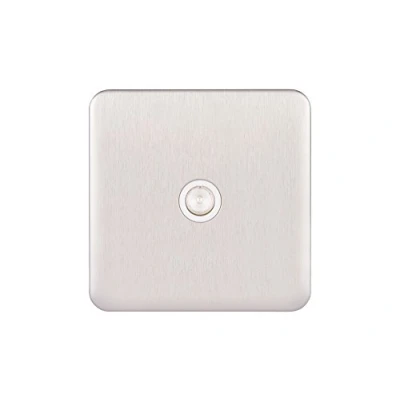 Image de Schneider Electric Lisse Screwless Deco GGBL7010WSS Prise d&#039;antenne TV/FM simple en acier inoxydable avec insert blanc 240 V