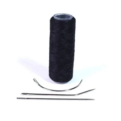 Image de hair2heart Outils d&#039;extension Ensemble Tressier avec aiguille et fil pour la méthode tissage, les extensions de cheveux, attacher tresses Noir