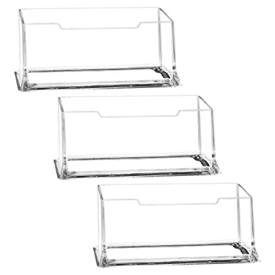 Image de FYSL ​Lot de 3 ​Transparent ​Porte cartes Visite au Format Paysage Porte Carte Support ​Bureau Stockage D&#039;exposition