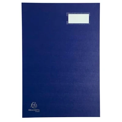 Image de Exacompta Réf. 57022E Carton de 8 parapheurs direction dos à soufflets toilé porte étiquette couverture plastifiée 20 compartiments en carte rose avec 3 perforations 24x35 cm bleu