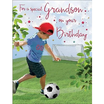 Image de Piccadilly Greetings Regal Publishing C80231 Carte d&#039;anniversaire pour petit fils, noir, jaune, blanc, bleu, 20,3 x 15,2 cm