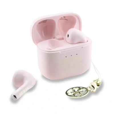 Image de Casque sans fil TWS Guess Glossy Effect Printed Classic Logo &amp; Charm rose Neuf