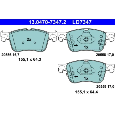 Image de ATE 13.0470 7347.2 Jeu de plaquettes frein avec indicateur d&#039;usure FORD: Focus Mk4 3/5 portes, Puma SUV, Turnier