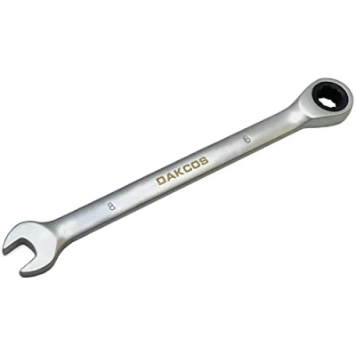 Image de DAKCOS Cle mixte clé à cliquet combinée 8mm dorée en CR V avec finition chromée mate