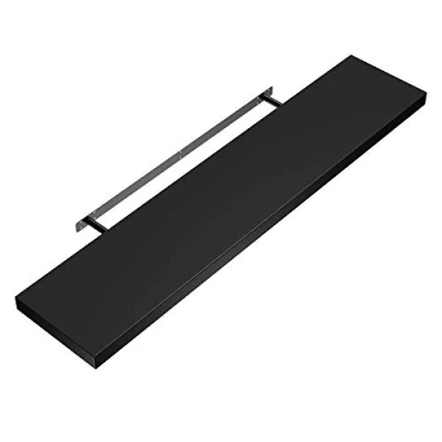 Image de Casaria Etagère Murale Flottante 90cm Noir MDF Robuste Effet Flottant Support de Fixation Inclus étagère Bois Rangement décoration