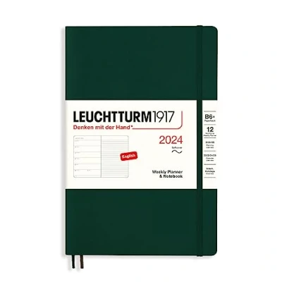 Image de LEUCHTTURM1917 367806 Agenda semainier et bloc notes à couverture souple Paperback (B6+) 2024 12 mois Vert forêt En anglais