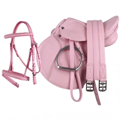 Image de QHP Ensemble de selle et bride complet Rose Clair