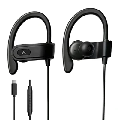 Image de Avantree C171 Écouteurs USB C Filaires à Micro, pour Sport et Course, avec Crochets, Intra Auriculaires Contrôle Volume, Compatibles Samsung Galaxy, Android Autres Smartphones Prise Type