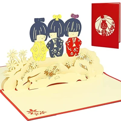 Image de LIN Pop Up 3D Carte de voeux, Femmes japonaises, (#128)