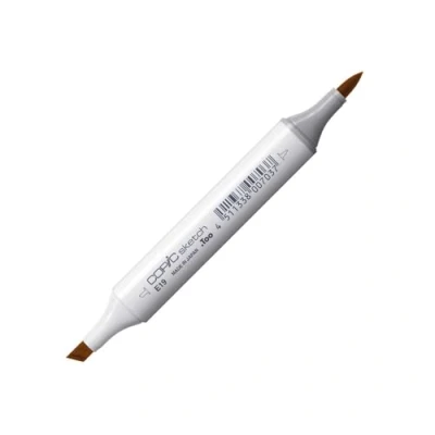 Image de COPIC Sketch E19, Redwood, Twin Marker avec Une Pointe de Largeur Moyenne et « Brush ».