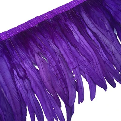 Image de Sowder Rooster Hackle Bordure à franges en plumes Violet 25,4 30,5 cm