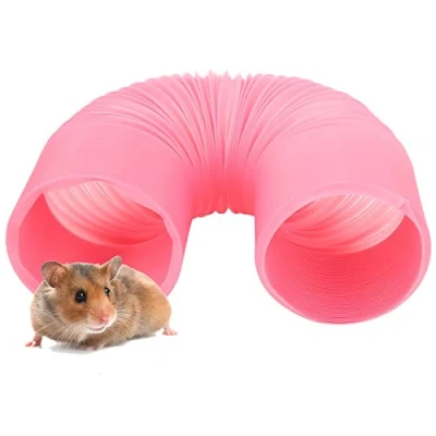 Image de Hapivida Tunnel pour Hamster Extensible en Plastique Petit de Jeu Animaux Jouets Amusants Cochons d&#039;Inde Chinchillas Rats et Furets Lapins Nains(Rose)