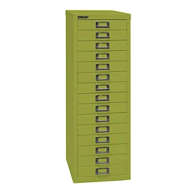 Image de BISLEY MultiDrawer, série 39, Format A4, 15 tiroirs, Métal, Vert (604), 38 x 27,9 86 cm