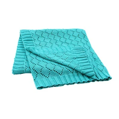 Image de Odot Couverture en Tricot pour Bébé Garçon Filles, Simple Ultra Douce et Moelleuse Gigoteuse d?Emmaillotage Carré Poussettes ou Lits Housse de Parure lit (80x100cm,Vert)