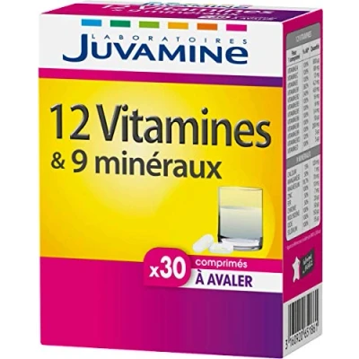 Image de JUVAMINE 12 Vitamines &amp; 9 Minéraux Aide à réduire la fatigue 30 Comprimés Avaler