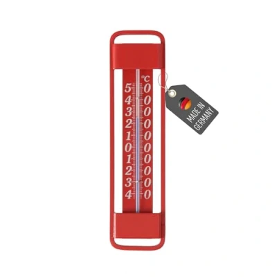 Image de Lantelme Thermomètre d&#039;extérieur en métal Couleur rouge Affichage analogique de la température 45 C à 50 19,5 cm x 5 pour l&#039;intérieur, l&#039;extérieur, le jardin
