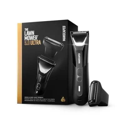 Image de The Lawn Mower® 5.0 ULTRA de MANSCAPED® : Tondeuse Corps &amp; Zone intime SkinSafe® pour Homme Deux têtes rasage, Tonte Rasage près, Étanche, Recharge USB, Étui protection