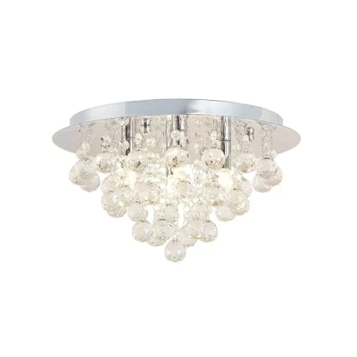 Image de Lindby Plafonnier Antonino à intensité variable en Argent Cristal e. a. pour Salon &amp; Salle manger (à 4 lampes, G9), cristal, plafonnier, lampe