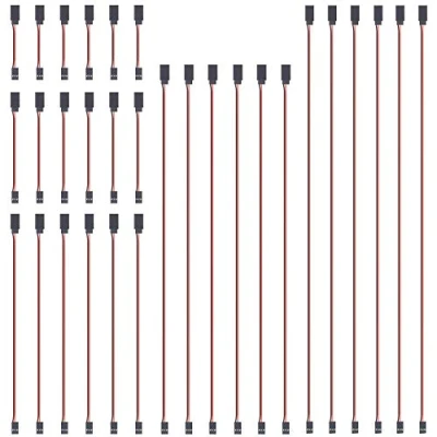 Image de GTIWUNG Lot de 30 Jr Style Servo Extension, 4&quot; 6&quot; 12&quot; 20&quot; 24&quot; Rallonge RC, 3 Broches Câble D&#039;extension Servo, Servomoteur, Cable pour Recepteur RC