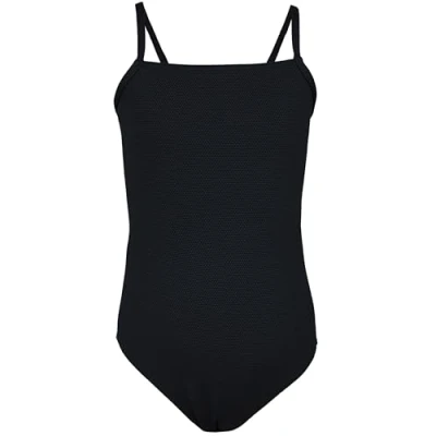 Image de Aquarti Maillot de Bain Fille Une Pièce pour à Bretelles Fines, Jacquard Pois Noir, 152