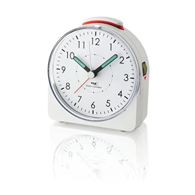 Image de TFA Dostmann réveil Radio analogique Sunrise, 60.1513.02, Mouvement d&#039;horloge Silencieux, Alarme de avec Fonction Snooze, Matin, Blanc