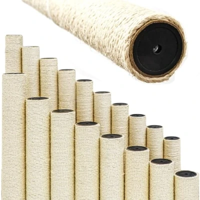 Image de eyepower Ø 7,4 cm : 40 Poteau de Rechange Arbre à Chat M8 Poteaux Griffer avec Corde en Sisal Grattoir pour Chats Résistant Tronc d&#039;arbre Pièces Détachées Colonne Griffoir Remplacement