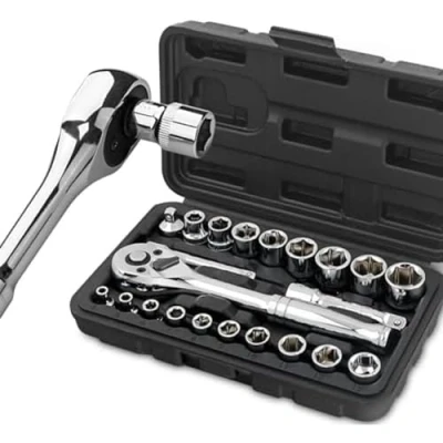 Image de Hi Spec Jeu de Douilles Métriques 22 Pièces 1/4 &amp; 3/8 avec Clé à Cliquet, Barres d&#039;Extension dans un Coffret Compact