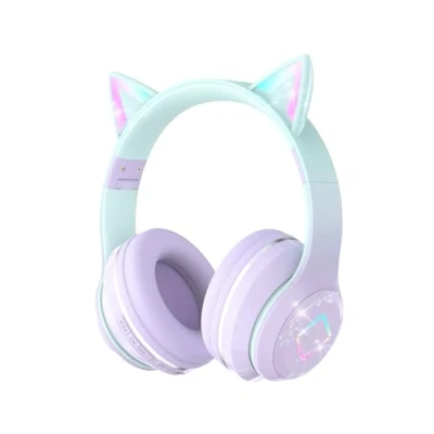 Image de Xunpuls Casque Bluetooth pour Enfants sans Fil, 5.1 et Son stéréo, Pliable, Bandeau réglable, avec Microphone Supra auriculaire école/Tablette (Violet)