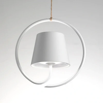 Image de Ai Lati Lights Poldina Lampe Suspendue LED Rechargeable, avec Corps en Aluminium, Protection IP54, Convient pour l&#039;Extérieur/Intérieur, Réglable, EU PLUG Blanc