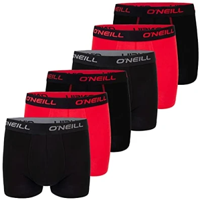 Image de O&#039;Neill Lot de 6 boxers pour homme En coton uni Boxer sport Sous vêtements basiques Sans ouverture Noir, rouge, bleu M L XL XXL, Noir rouge (7000),