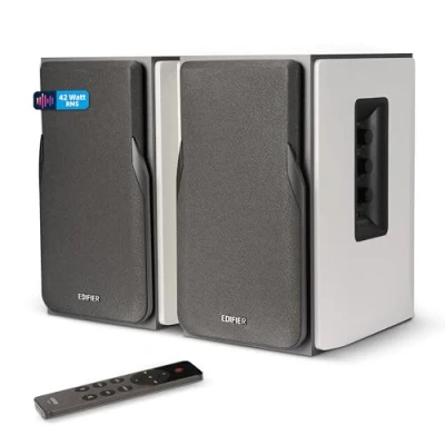 Image de EDIFIER R1380DB Enceintes Studio Bibliothèque Actives, Télécommande IR, Entrées RCA, Prises Optique et Coaxiale, Ampli Intégré, 42W, Bluetooth 5.1 APTX, Blanc