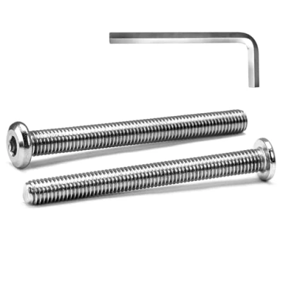 Image de MINHER M8 x 80mm 20Pcs Tête Plate Vis D’assemblage à Six Pans Creux, Acier Inoxydable A2 V2A, Boulons de Meubles, Filetage Complet (Avec Clé Hexagonale)
