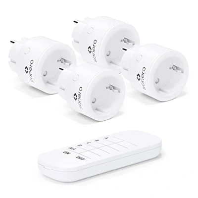 Image de Sonero Jeu de Prises sans Fil 2300 Watts 1x télécommande, prise pour Usage intérieur, portée 30m, Blanc Incompatible avec française