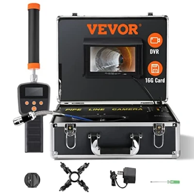 Image de VEVOR Caméra Inspection Canalisation avec Localisateur 512 Hz Endoscope Drain 30 m Écran 7&#039;&#039; Enregistreur DVR Étanche IP68 12 LED Réglables Carte SD 16 Go pour Conduit Égout Maison Plomberie Tuyaux