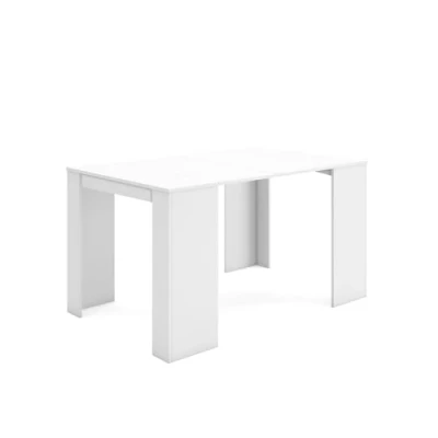 Image de Skraut Home Table Console Extensible Meuble 140 pour 6 Personnes à Manger Style Moderne Blanc